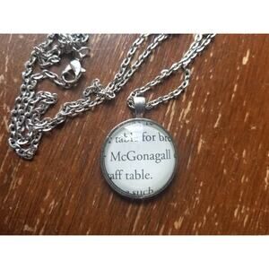 Professor McGonagall pendant necklace made with Harry Potter book pages